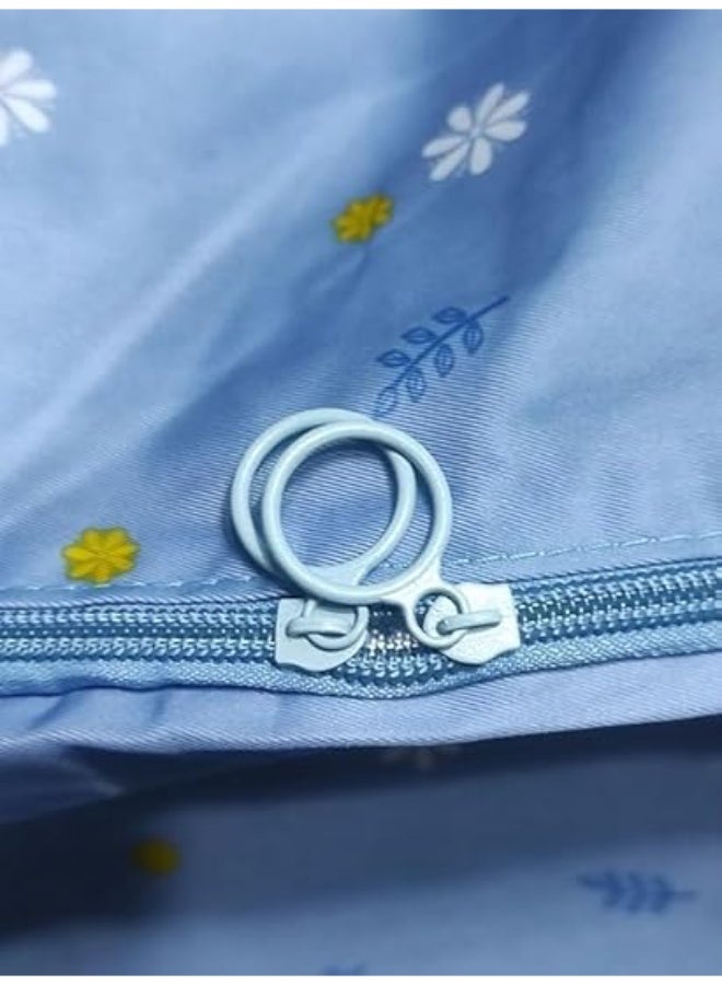 شنطة تخزين كبيرة محمولة مقاومة للماء مع سحّابات، حقيبة منظمة من قماش أكسفورد سميك عالي التحمل مثالية للنوم والألحفة والبطانيات وديكورات الاحتفالات ((71×44×39سم) (زهرة زرقاء فاتحة) - Image 2