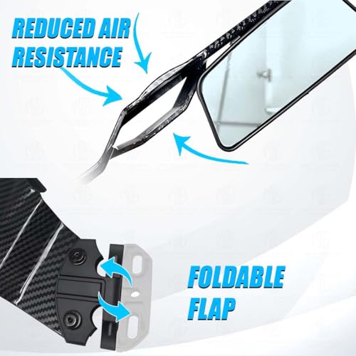 MOTO GENIUS Universal Carbon Fiber H2 Style Aero Wing Rearview Mirrors for Faired Bikes | Adjustable Stealth Design - Image 4