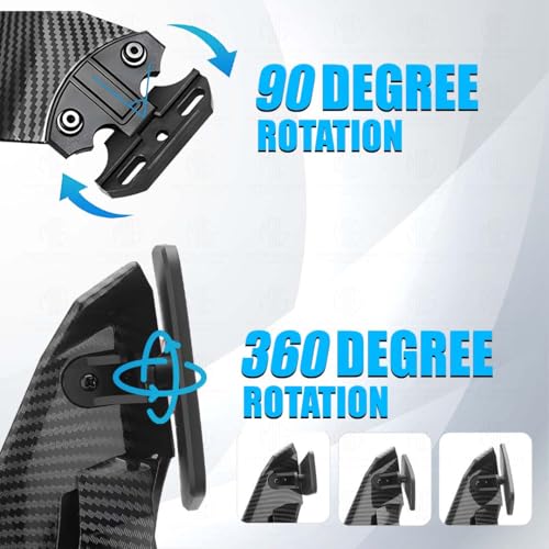 MOTO GENIUS Universal Carbon Fiber H2 Style Aero Wing Rearview Mirrors for Faired Bikes | Adjustable Stealth Design - Image 3