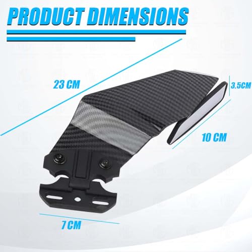 MOTO GENIUS Universal Carbon Fiber H2 Style Aero Wing Rearview Mirrors for Faired Bikes | Adjustable Stealth Design - Image 5