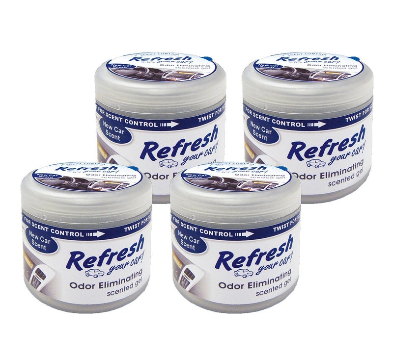 RefreshYourCar Refresh Your Car! 84941 New Car Scent Scented Gel Air Freshener, 4.5 oz, 4 Pack - Image 1