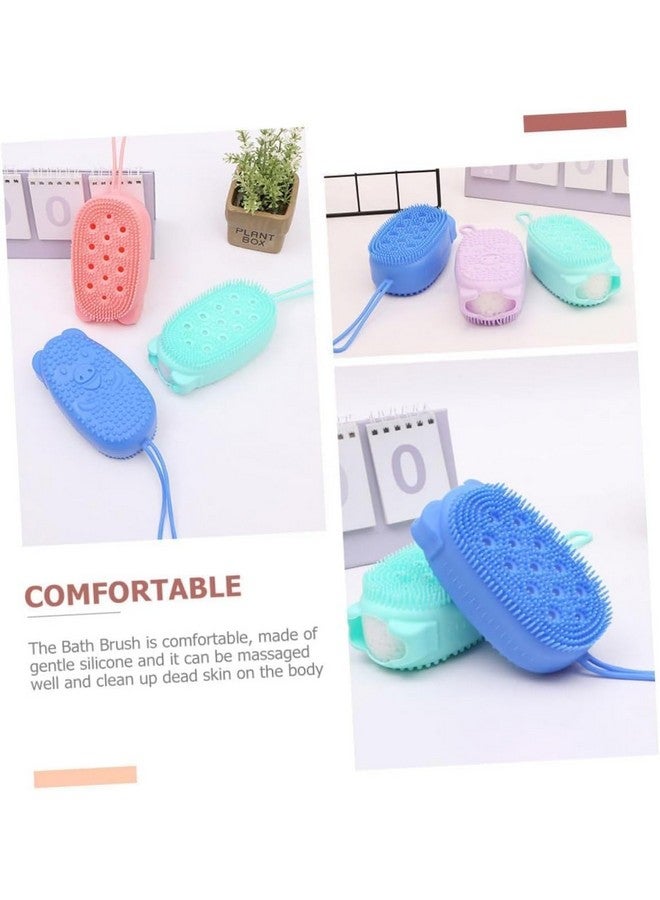 FICTIOUS Silicone Body Brush with Soap Dispenser - 2-in-1 Exfoliating Bath Scrubber & Massage Brush for Soft Skin | Gentle Silicone Shower Loofah for Kids & Adults Multicolor Pack of 1 - Image 3