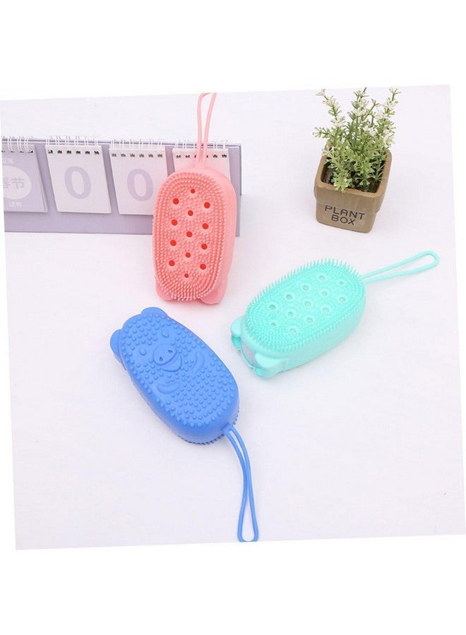 FICTIOUS Silicone Body Brush with Soap Dispenser - 2-in-1 Exfoliating Bath Scrubber & Massage Brush for Soft Skin | Gentle Silicone Shower Loofah for Kids & Adults Multicolor Pack of 1 - Image 2