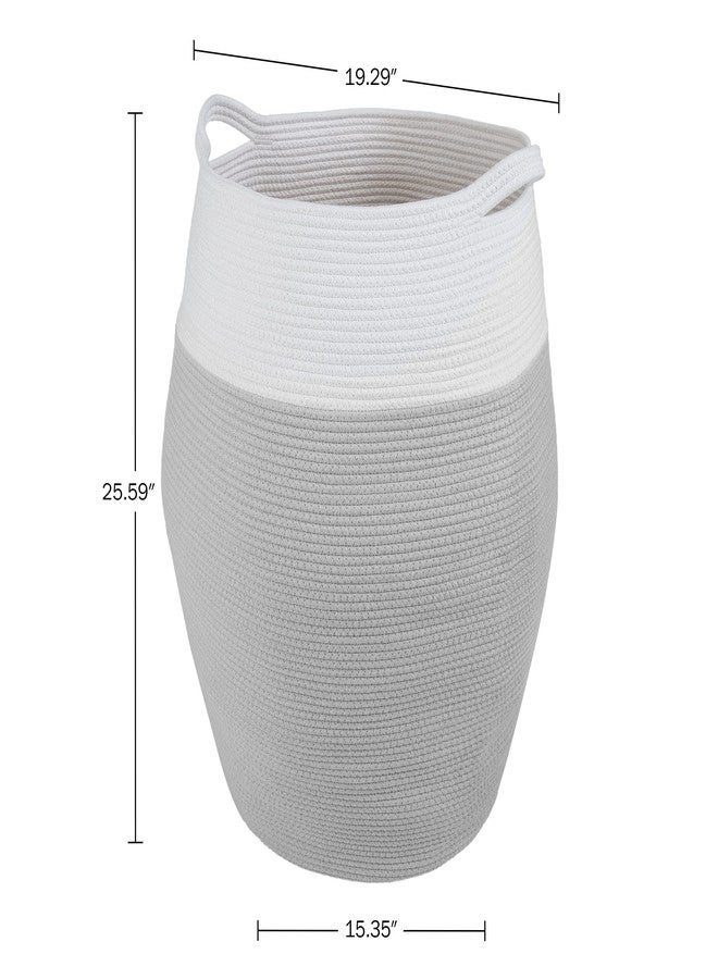 Home-Complete Laundry Basket - Curved Cotton Rope Basket with Handles for Living Room, Bedroom, Bathroom, Nursery, and Laundry Room Storage by Home-Complete (Gray) Large - Image 2