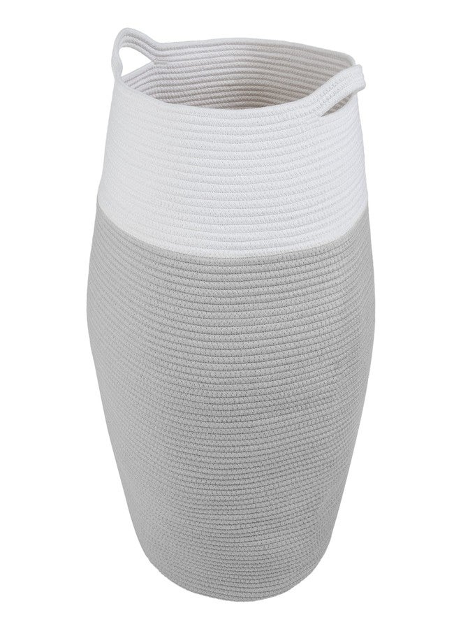 Home-Complete Laundry Basket - Curved Cotton Rope Basket with Handles for Living Room, Bedroom, Bathroom, Nursery, and Laundry Room Storage by Home-Complete (Gray) Large - Image 1