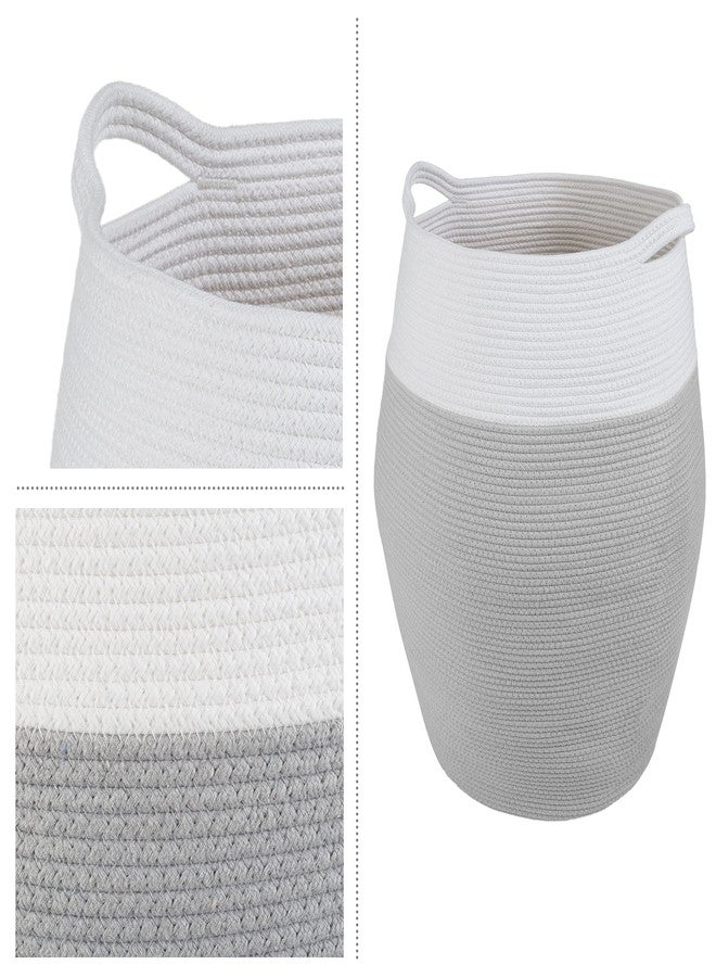 Home-Complete Laundry Basket - Curved Cotton Rope Basket with Handles for Living Room, Bedroom, Bathroom, Nursery, and Laundry Room Storage by Home-Complete (Gray) Large - Image 4