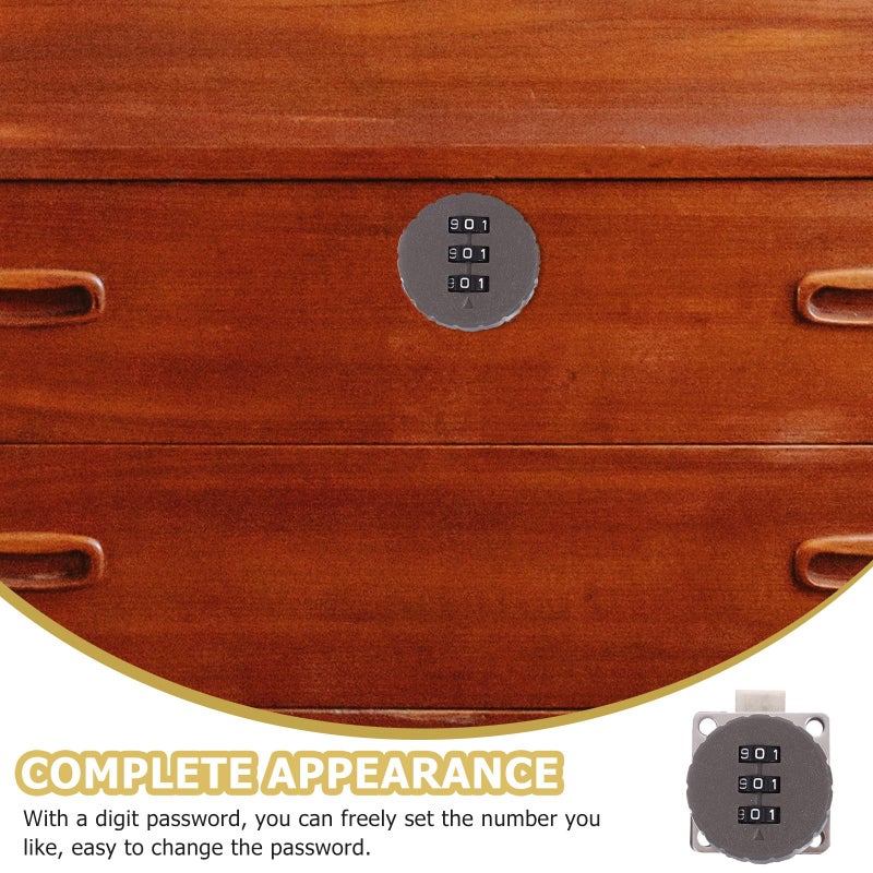 3 Digit Combination Lock for Cabinet Drawer Office Desk Furniture Grey - Image 4
