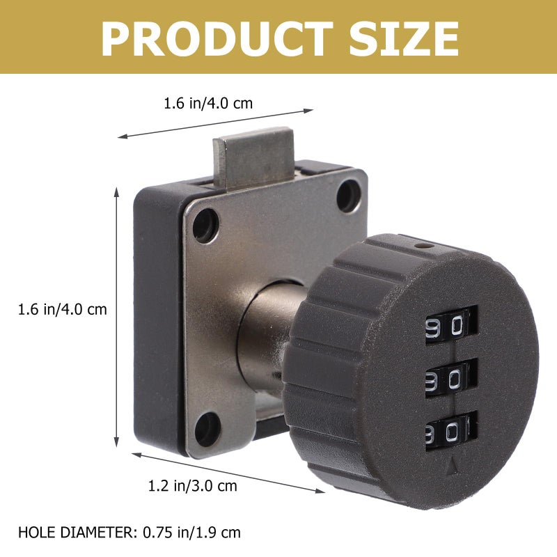 3 Digit Combination Lock for Cabinet Drawer Office Desk Furniture Grey - Image 3