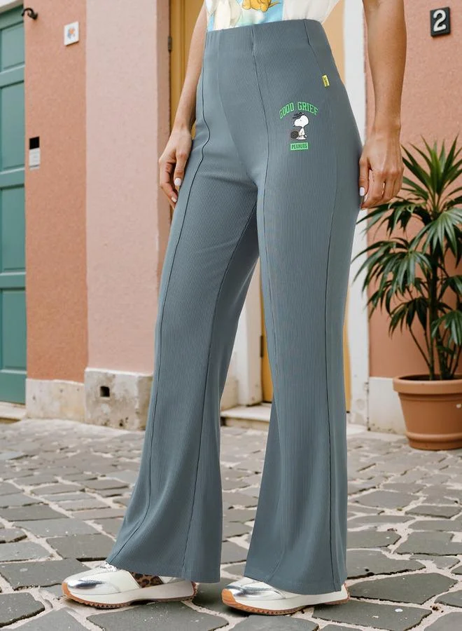 Snoopy Dog Print Flared Leggings