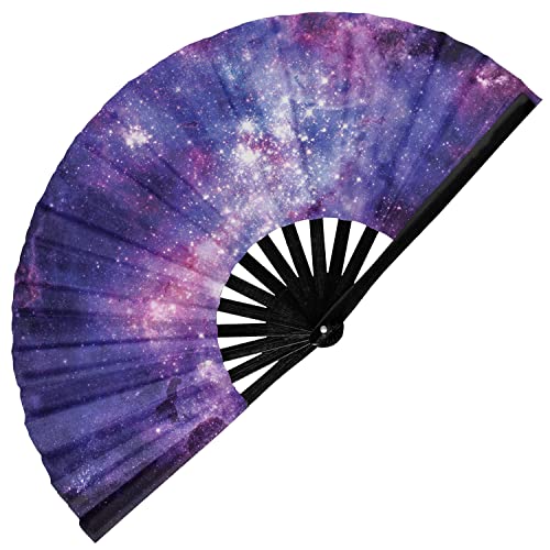 GloFX Folding Fan  Galaxy  Large Rave Clack Folding Hand Fan for MenWomen  for EDM Music Festival Club Event Party Dance Performance Decoration Gift