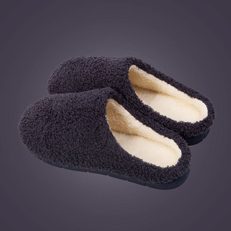 Plush Cotton Slippers Warm Non-slip Indoor Couples Home Navy blue
