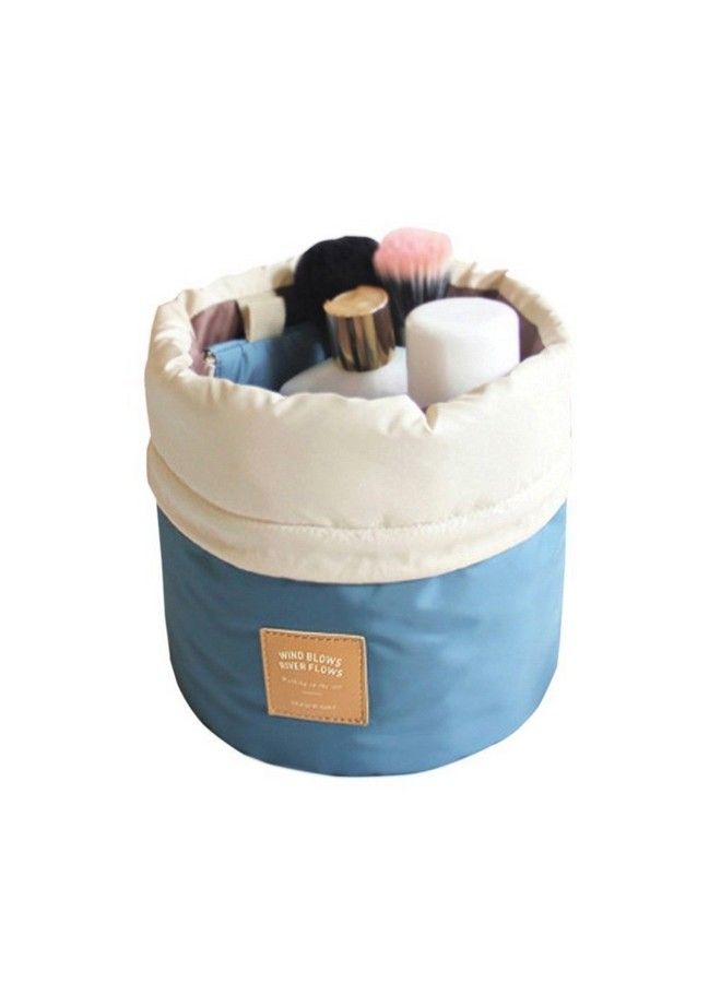 SHREEJIIH Nylon Bucket Barrel Shaped Cosmetic Makeup Bag Travel Case Pouch Cosmetic Bag For Women Travel (Multi Color : Pack Of 1) - Image 1