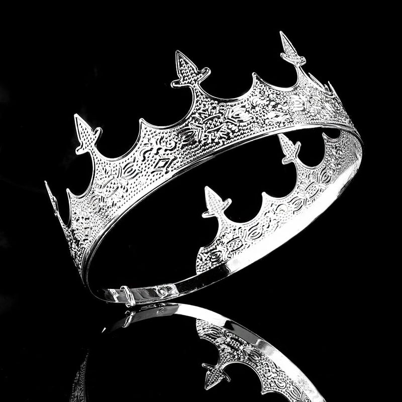 AOPRIE King & Queen Tiara and Crown for Women Men Girls Boys Halloween Party Event Supllies Favors Silver White, 2 Pack - Image 2