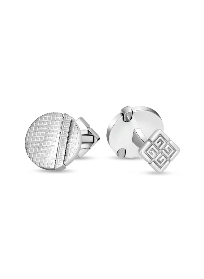 غاي لاروش أزرار أكمام أليكس ستانلس ستيل بنقش مربع وشعار جري