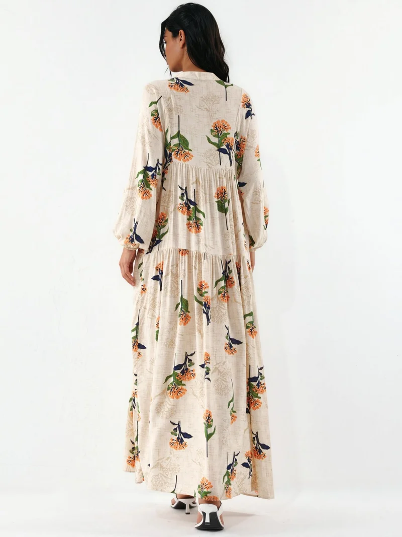 Big Dart Multicolor BDART Patterned V-Neck Maxi Dress for Women | Best Price UAE