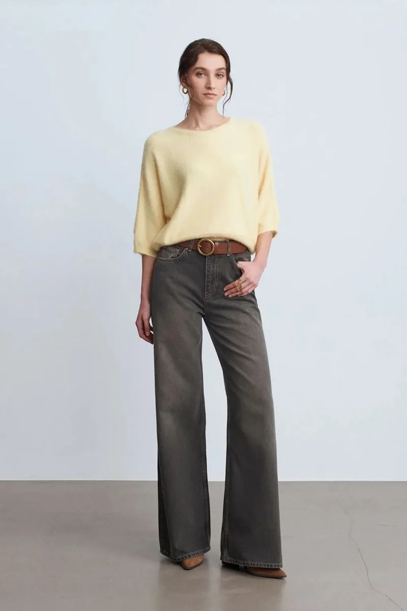 DILVIN High-Waist Wide-Leg Cotton Denim Jeans