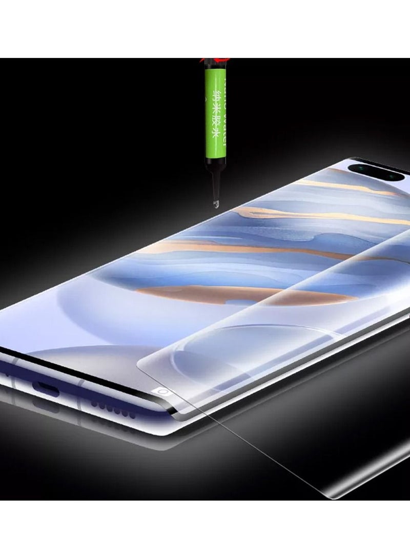 JOWAY واقي شاشة هواوي ميت 40 برو بلس UV زجاج مقسى 6D لاصق 9H سائل نانو UV غراء تغطية كاملة شفافة - Image 3