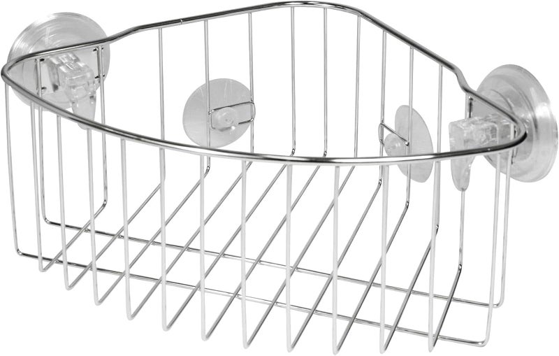 InterDesign iDesign Reo Stainless Steel Power Lock Suction Corner Storage Shelf - 11.25" x 7.75" x 4.75" - Image 1