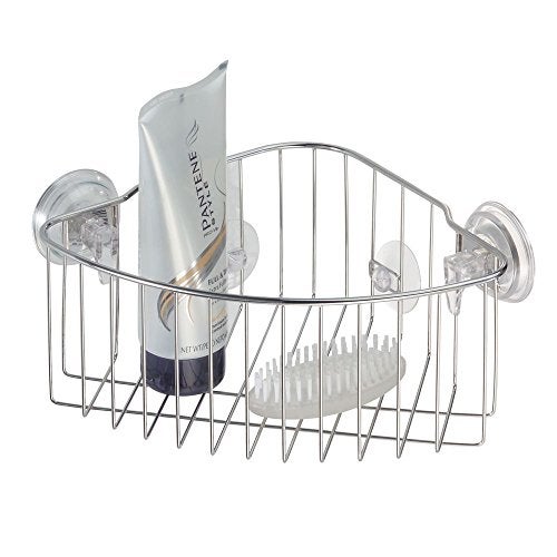 InterDesign iDesign Reo Stainless Steel Power Lock Suction Corner Storage Shelf - 11.25" x 7.75" x 4.75" - Image 5