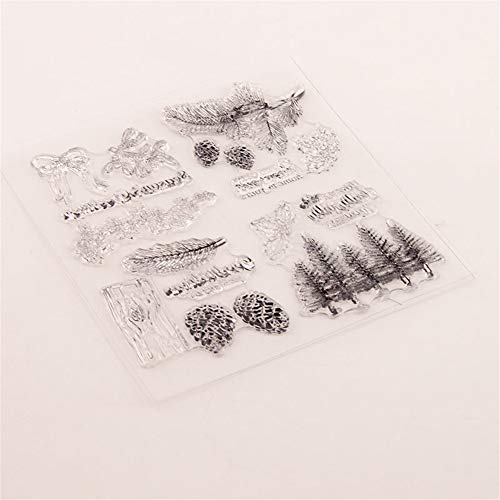 LZBRDY Winter Trees Branch Leaves Pine Cones Bow Clear Rubber Stamps for Card Making and Scrapbooking Christmas Wishes Words Silicone Stamps - Image 5