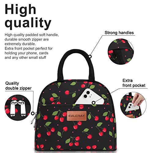 BALORAY Lunch Bag for Women Men Insulated Lunch Box for Adult Reusable Lunch Tote Bag for Work, Picnic or Travel (Cherry, M) - Image 2
