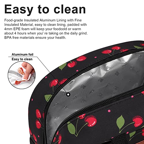 BALORAY Lunch Bag for Women Men Insulated Lunch Box for Adult Reusable Lunch Tote Bag for Work, Picnic or Travel (Cherry, M) - Image 3