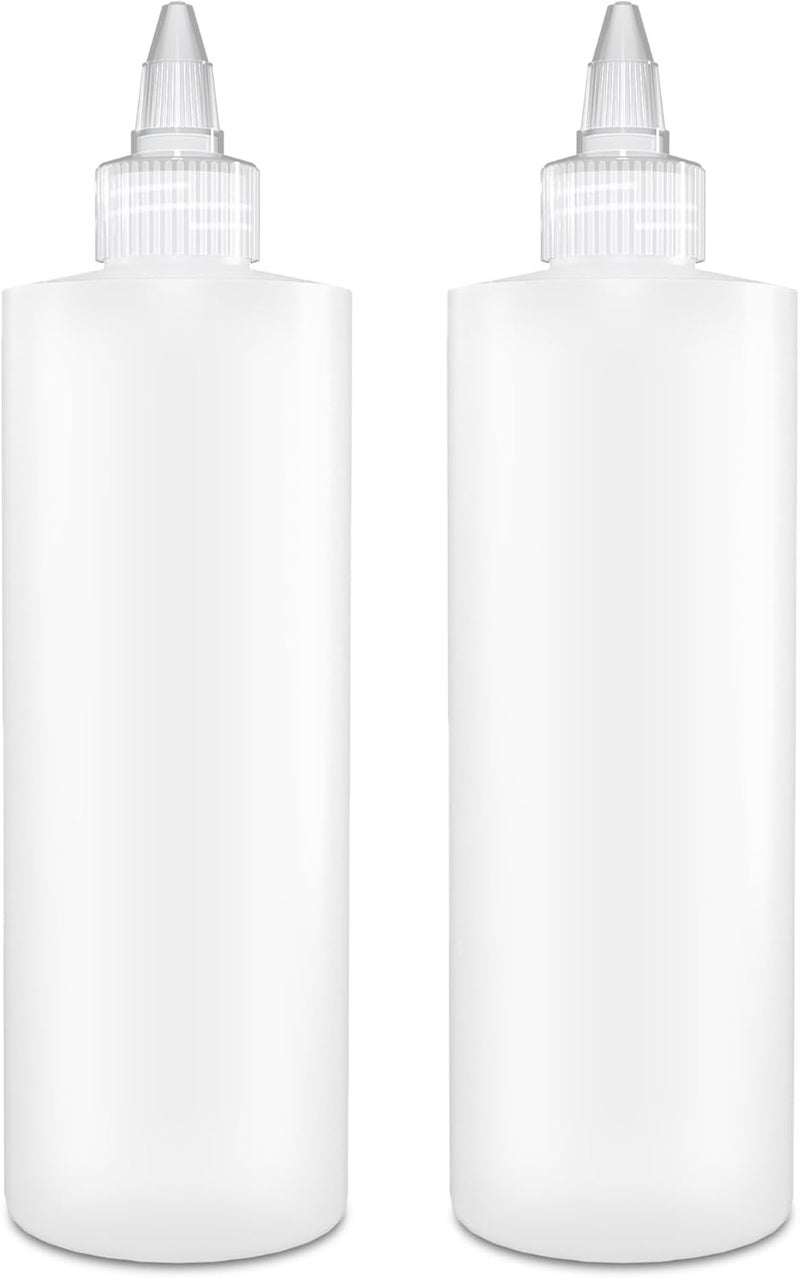BRIGHTFROM Condiment Squeeze Bottles 16 OZ Empty Squirt Bottle Clear Twist Top Cap Leak Proof  Great for Ketchup Mustard Syrup Sauces Dressing Oil Arts and Crafts BPA FREE Plastic  2 PACK - Image 1