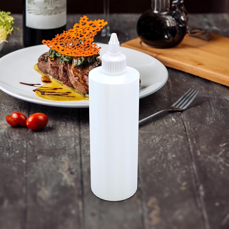 BRIGHTFROM Condiment Squeeze Bottles 16 OZ Empty Squirt Bottle Clear Twist Top Cap Leak Proof  Great for Ketchup Mustard Syrup Sauces Dressing Oil Arts and Crafts BPA FREE Plastic  2 PACK - Image 3