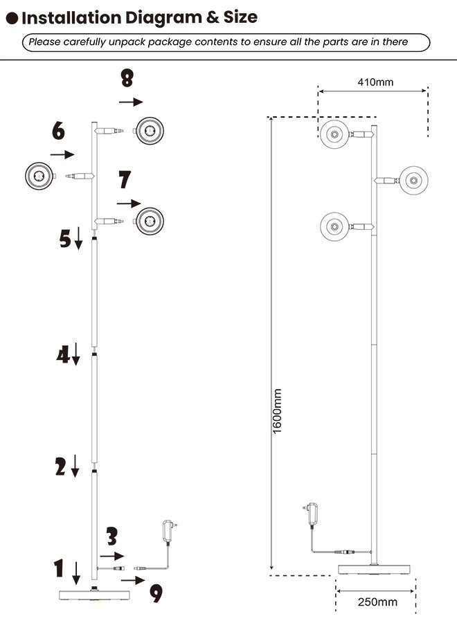 Floor Lamp LED Standing Reading Light with Remote Control, Adjustable Simple Design with Black Lampshade, 3 Color & Stepless Brightness Dimmer for Study, Bedroom, Living Room - Image 4