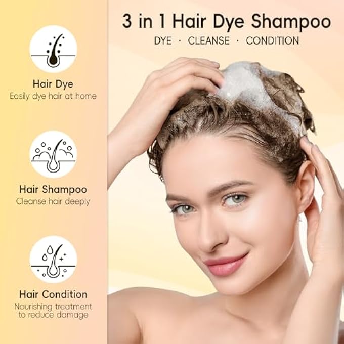 COSMTEK HAIR DYE SHAMPOO - DARK BROWN HAIR DYE SHAMPOO FOR GREY HAIR INSTANT 3-IN-1 VEGETABLE HAIR COLOUR SHAMPOO CONTAINS GINSENG EXTRACT FOR MEN AND WOMEN 150 ML DARK BROWN - Image 3