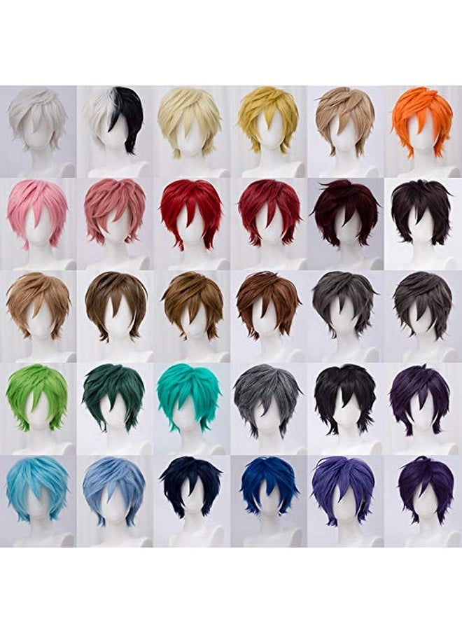 Aicos - Alacos Short Fashion Spiky Layered Anime Cosplay Wig Unisex Basic New Cosplayer Male Costume Wigs+Wig Cap (Teal Green) - Image 1