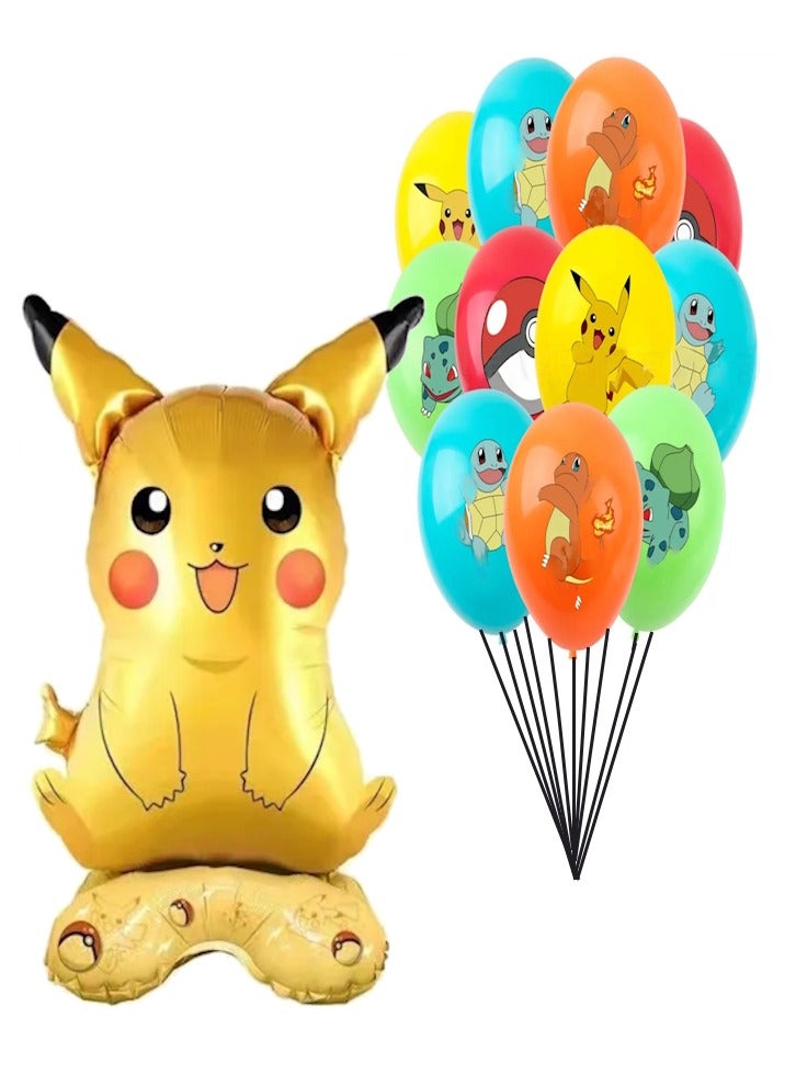 JOLLITY LLC 3D 58cm Size Stand Helium Foil Pikachu Pokémon 12 Inch Latex Balloons - Image 1