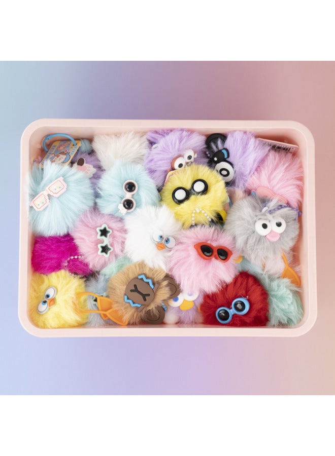 Plush Toy Small Monster Key Chain Student Backpack Pendant Creative Big Eye Doll Key Chain Doll Gift-Color:Fy1014 Hair Ball Monster 32 Pieces - Image 4