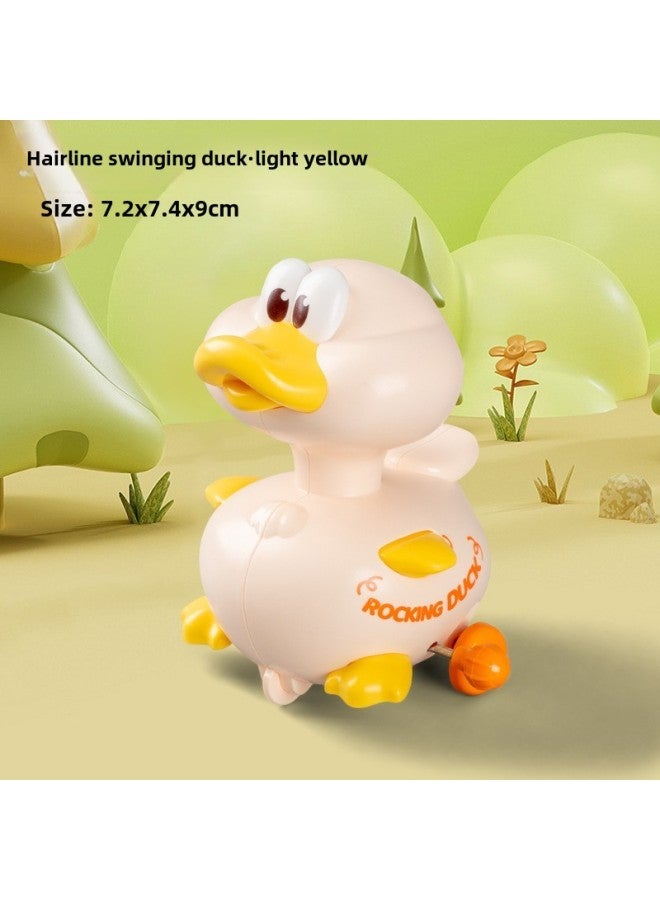 Coil Toy Plush Chick Will Go On The Chain Caterpillar Iron Frog Mouse Jumping Duck Stall Night Market-Color:668-201 [light Yellow] Clockwork Swinging Duck - Image 1
