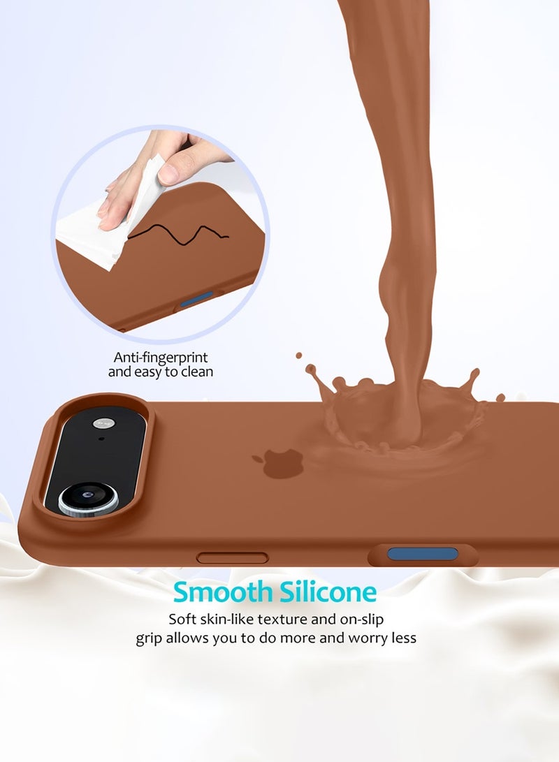 Wtech Apple iPhone Air 5G 2025 Luxury Premium Quality Liquid Silicone Case Cover (MCRPSN) - Brown - Image 3