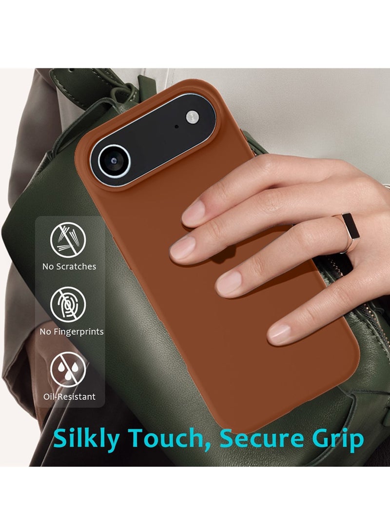 Wtech Apple iPhone Air 5G 2025 Luxury Premium Quality Liquid Silicone Case Cover (MCRPSN) - Brown - Image 2