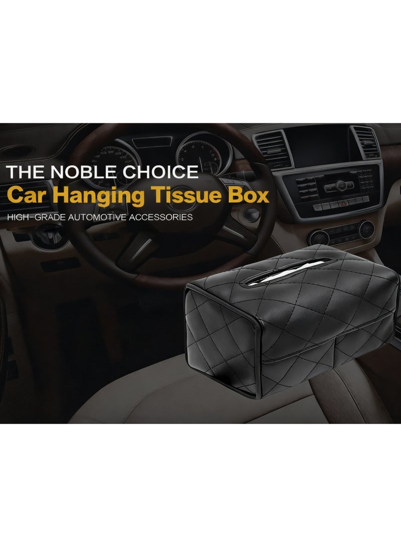 علبة مناديل للسيارة، لتخزين المناديل داخل السيارة، حافظة مناديل للسيارة، علبة مناديل جلدية، سهل التركيب، يمكن تركيبها في مواقع مختلفة داخل السيارة، متوافقة مع معظم موديلات السيارات. - Image 3