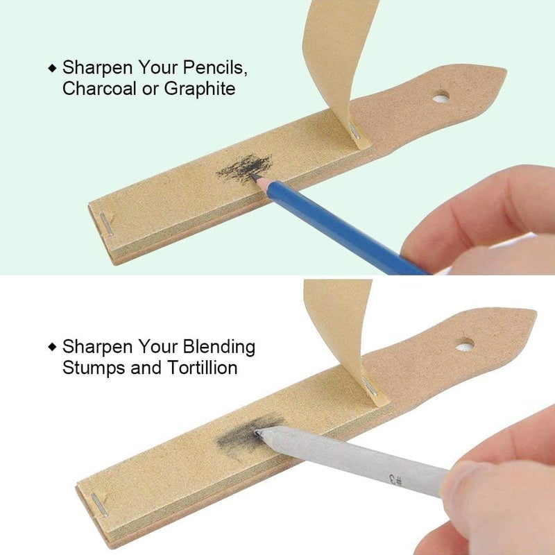 ARROLLIANT Paper Blending Stump Set with Sand Paper and Kneadable Art Eraser - (White) - Image 3
