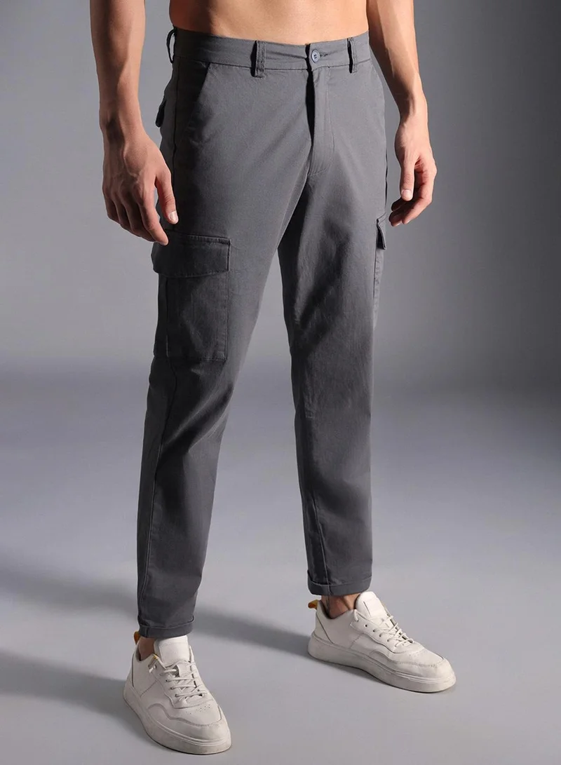 HIGH STAR Relaxed Fit Pure Cotton Cropped Cargos Trouser for Men