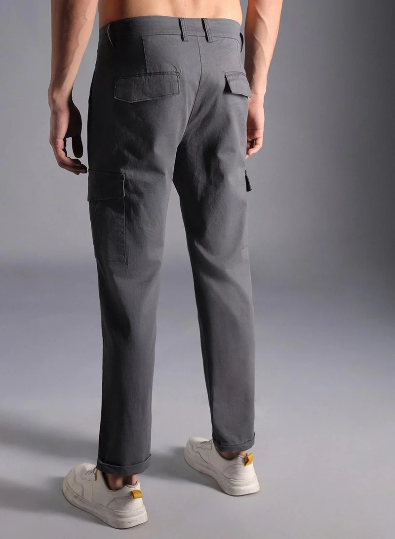 HIGH STAR Relaxed Fit Pure Cotton Cropped Cargos Trouser for Men