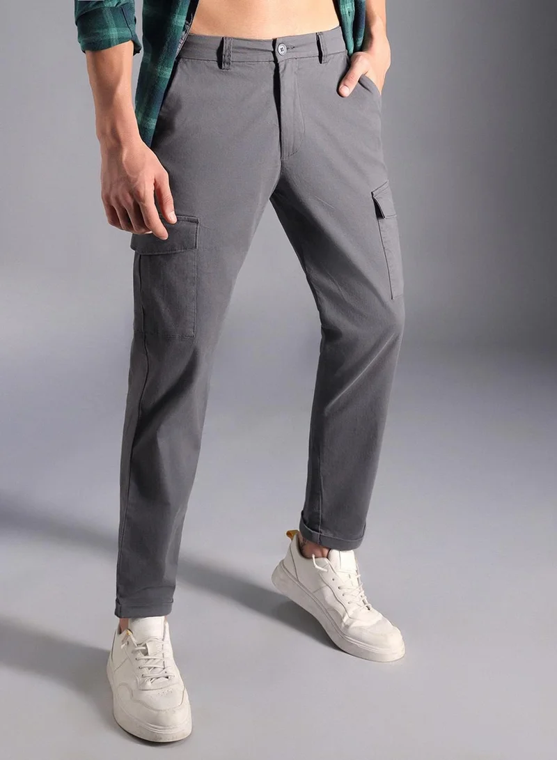 HIGH STAR Relaxed Fit Pure Cotton Cropped Cargos Trouser for Men