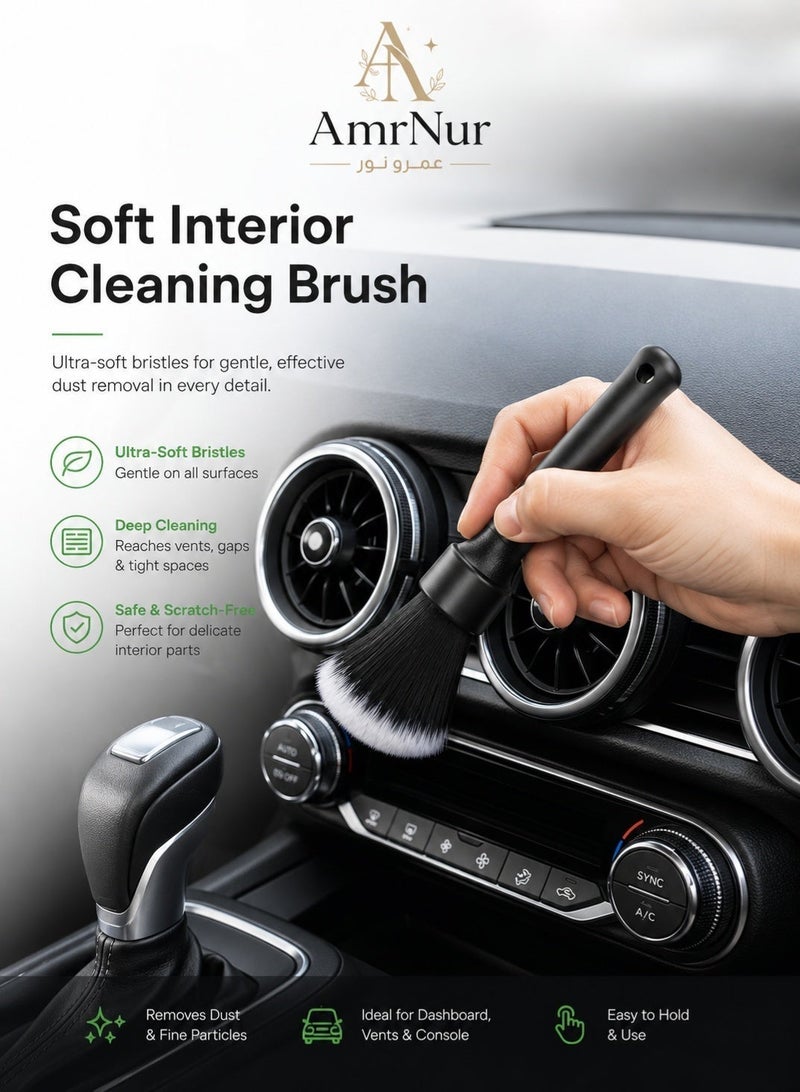 Amr Nur Car Interior Cleaning Brush, Auto Detailing Dust Brush, Dashboard Cleaner, Air Vent Cleaning Brush, Vehicle Interior Dusting Tool for Console, Vents and Car Cabin, Black - Image 5