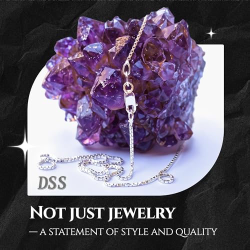 Designer Sterling Silver DSS 925 Sterling Silver Necklace for Women, Box Chain 1.5mm, Lobster Claw Clasps, Sterling Silver Chain, Italian Jewelry for Women, 24in - Image 4