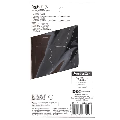 ArtSkills Poster and Bulletin Board Vinyl Letters and Numbers, Black, 1" and 2"h, 250/Pack - Image 5