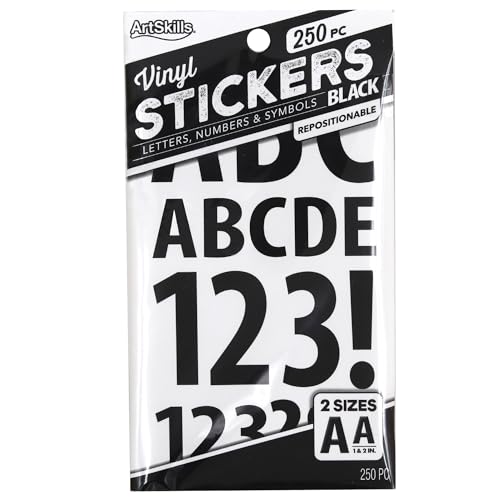 ArtSkills Poster and Bulletin Board Vinyl Letters and Numbers, Black, 1" and 2"h, 250/Pack - Image 1