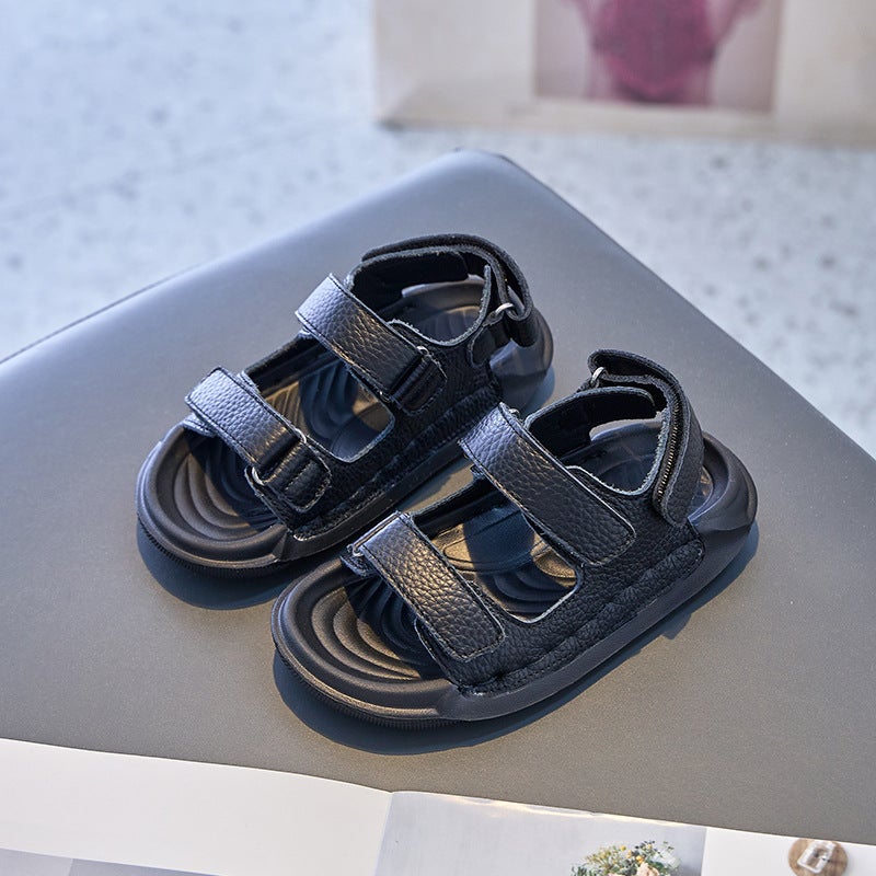 Children'S Sandals Genuine Leather 2025 Boys' Beach Shoes Girls' Open-Toe Soft-Soled Wading Waterproof Sandals Trendy - Image 1