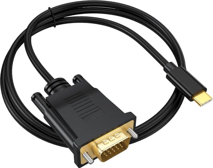 Microware 1.8M USB C Video Converter Cable for Projector Monitor HDTV -C Male to VGA Male Adapter Cable for Thunderbolt3/4 Laptop - Image 1