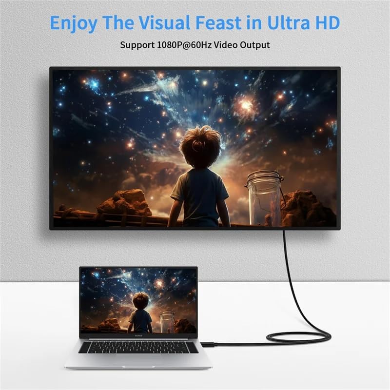 Microware 1.8M USB C Video Converter Cable for Projector Monitor HDTV -C Male to VGA Male Adapter Cable for Thunderbolt3/4 Laptop - Image 5