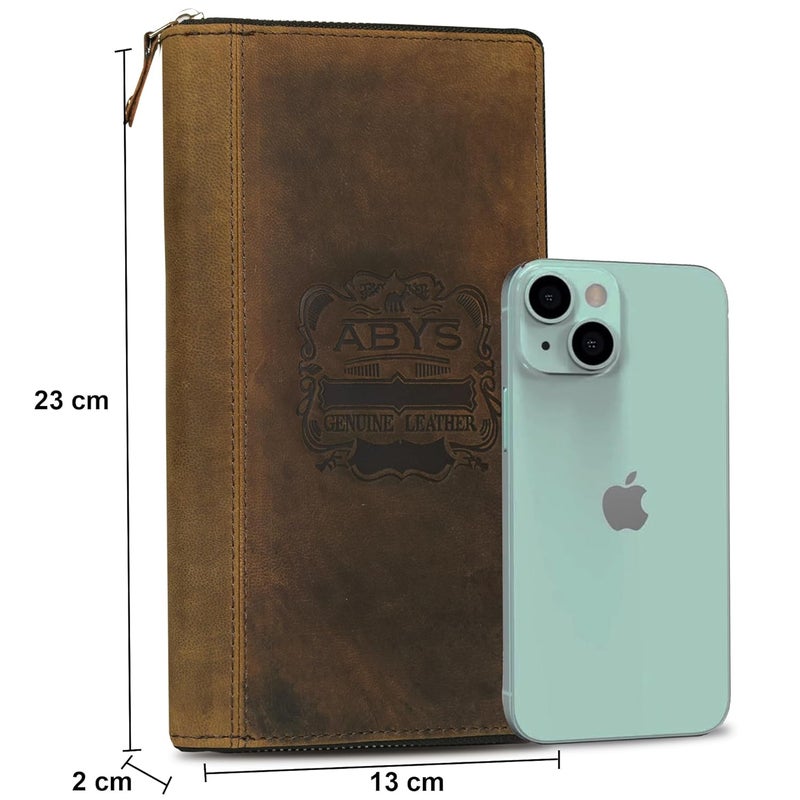 ABYS Mint Green Hunter Leather RFID Protected Passport Holder for Men and Women,Unisex Credit,Debit,ATM Card Holder,Women Passport Pouch,Men Travel Organiser - Image 2