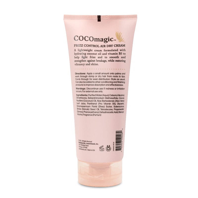 Cocomagic Frizz Control Air Dry Cream | Anti-Frizz Styling Cream | Helps to Calm and Smooth Frizzy Hair | Paraben Free, Cruelty Free, Made in USA (6 oz) - Image 1